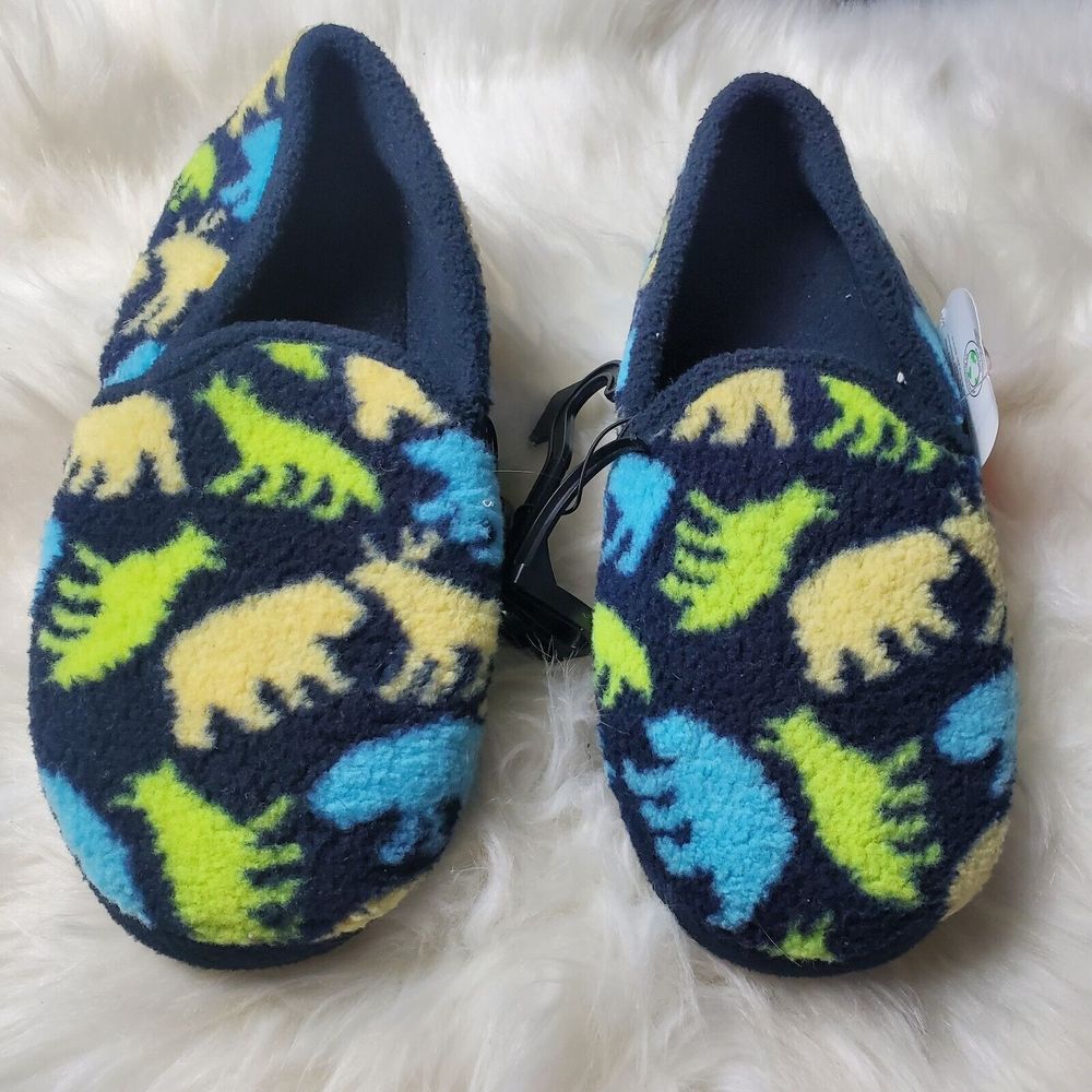 Wonder Nation Boy's Faux Sherpa Forest Animal Slippers Size 6